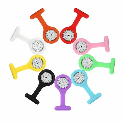 THE HERTFORD SHOP Nurse Fob Watch Nurse Silicon Quartz Brooch Washable Plain or Glow In The Dark