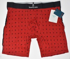 Tommy John Mens Second Skin Boxer Brief XOXO Haute Red Black XXL