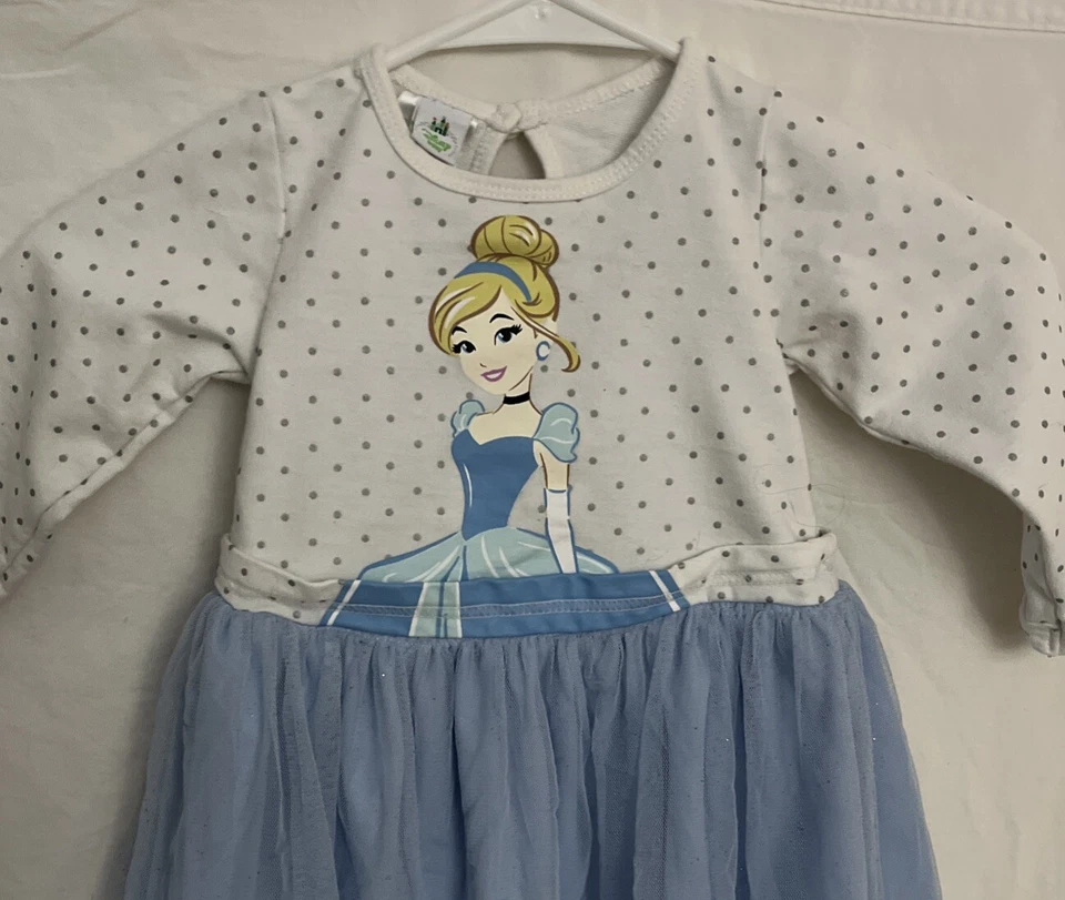 Vestido DISNEY Princesa Bebé Niño Niñas Cenicienta 24 Meses Manga Larga Tul Foto 3 de 4