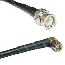 LMR195 Silver BNC MALE to SMA MALE ANGLE Coax RF Cable USA Lot