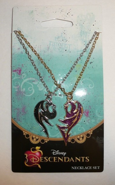 Disney Descendants Necklace Set - 2 Pendants Form Heart Friends Mal ...
