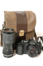 KONICA FS1 35MM SLR CAMERA HEXANON AR 40MM 1.8 TAMRON 35-135MM TELE MACRO LENS