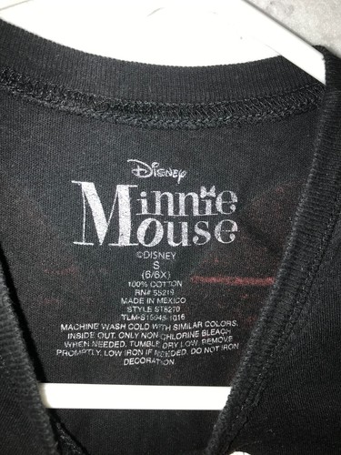 Minnie Mouse Disney Black Shirt Medium Girls T-shirt back bow Sparkle - Picture 2 of 6