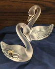 Fenton Art Glass Swans Set of 2  Vintage Glass 1989 Fenton