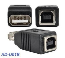 USB 2.0 A Female to B Female Black Adapter, AD-U01B 