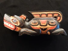NORTHWEST COAST CLASSIC DESIGN, " WOLF"  CEREMONIAL WOODEN BOWL, WY-1124*07681