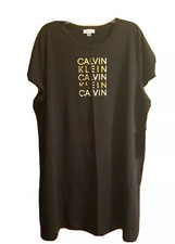 Calvin Klein Plus Size Cotton Embellished Logo T-Shirt Dress  Black SZ 2X New
