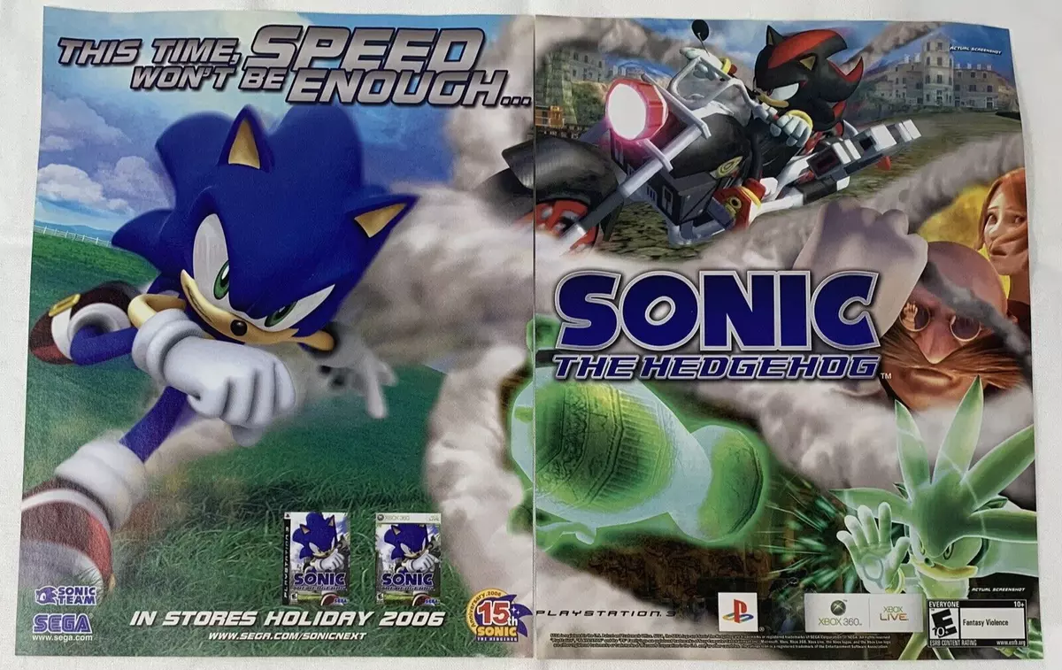 2006 Sonic the Hedgehog PS3 Xbox 360 Print Ad/Poster Authentic Official  Game Art