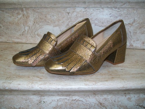 Kenneth Cole New York Women's Macey Kiltie Toe Dress Pump Square Toe Gold 7 1/2 - Picture 4 of 10