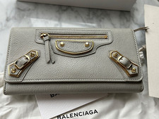 Balenciaga Metallic Edge Money Wallet Gris Glace Box Tags 390184 Clutch