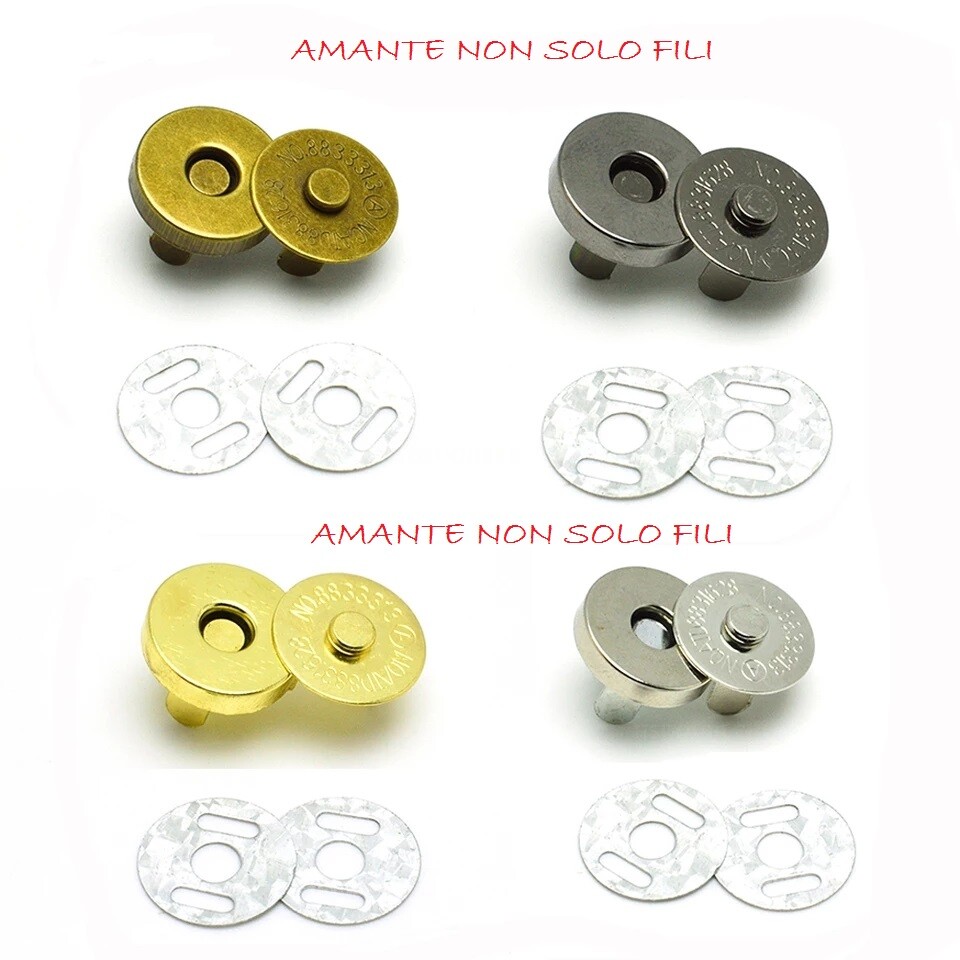 5/10 pezzi BOTTONE MAGNETICO CALAMITA CHIUSURA PER BORSE Ø 14/18