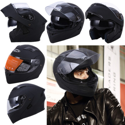 Helmet DOT Flip up Modular Full Face ATV Motorcycle Dual Visor Motocross M~XXL