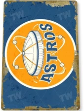 TIN SIGN Houston Astros Retro Metal Baseball Texas Card Shop Man Cave Decor
