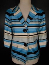 Beautiful Woman's Size 4 Talbots Blue Striped LS Lined Button Blazer Jacket