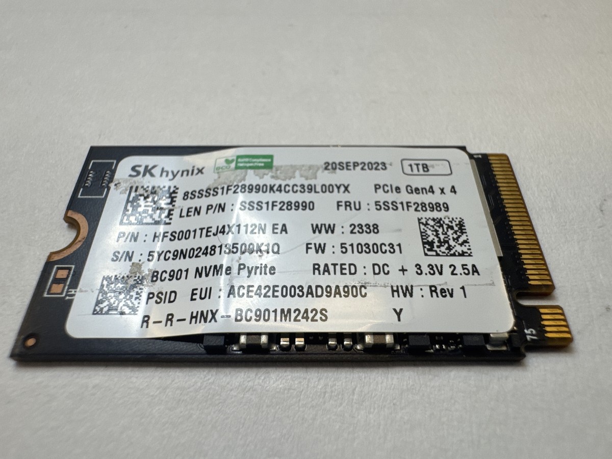 5SS1F28989 SSD SKH BC901 1TB 2242 PCIe G4V x4 5SS1F28989 SSD SKH BC901 1TB 2242 PCIe G4V x4
