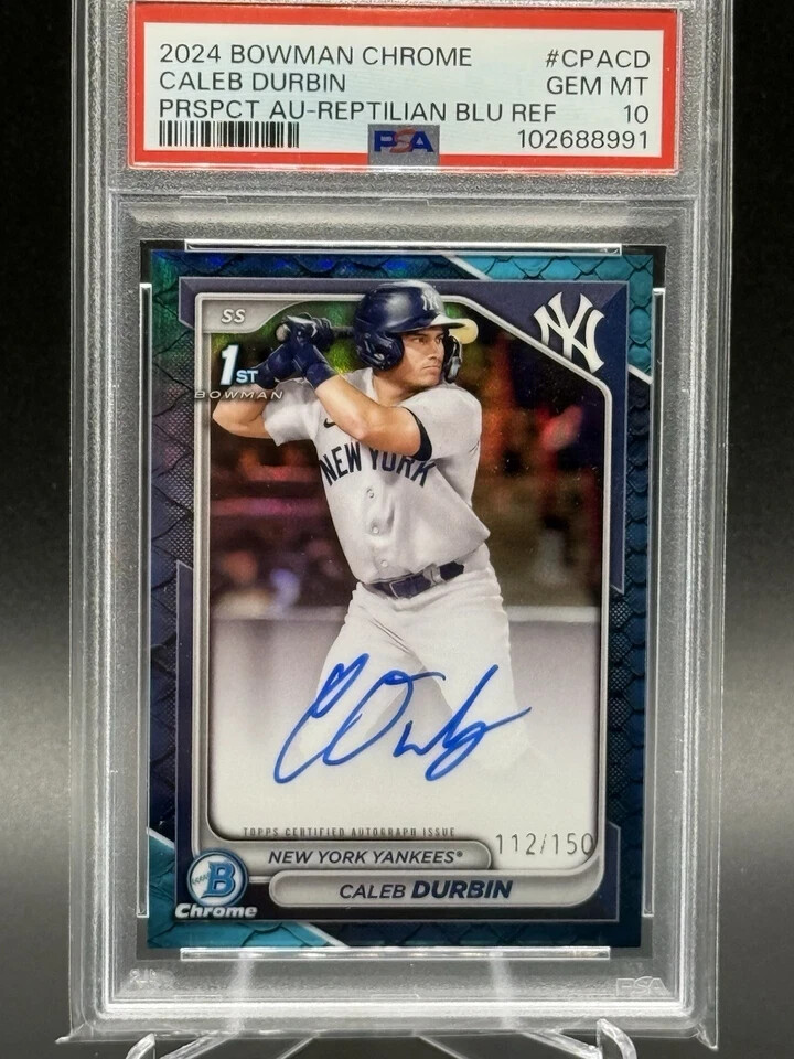2024 Bowman Chrome CALEB DURBIN 1st Auto Blue Reptilian /150! PSA 10! Brewers!