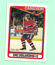 (1) ERIC DESJARDINS  1990-91 O-PEE-CHEE # 425 CANADIENS ROOKIE NM  CARD (N2155). rookie card picture