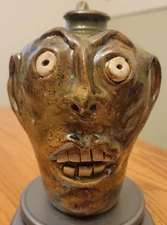 Edgefield Style Face Jug Pottery ... Nice Multi Color Glaze... 7 1/2" Tall