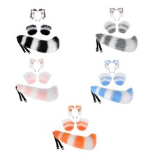 Animal Ears Headband Cosplay Gloves Tail Set Ears and Long Tail