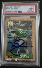1987 Topps - Mark McGwire #366 Tiffany Autograph PSA Mint 9 / Autograph 10