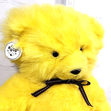 Russ Berrie YELLOW Teddy So Brite Bear Plush Item 1780 Tags Vintage 15in Korea