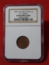 (1861-65) OH C.G. BRUCE WAR CLAIMS TOKEN F-175C-1A NGC MS 64BN          #MF-5481