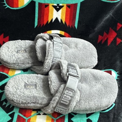 UGG Fluff Yeah Slide Women s US 9 EU 42 Gray Faux Fur Slip-On Open Toe