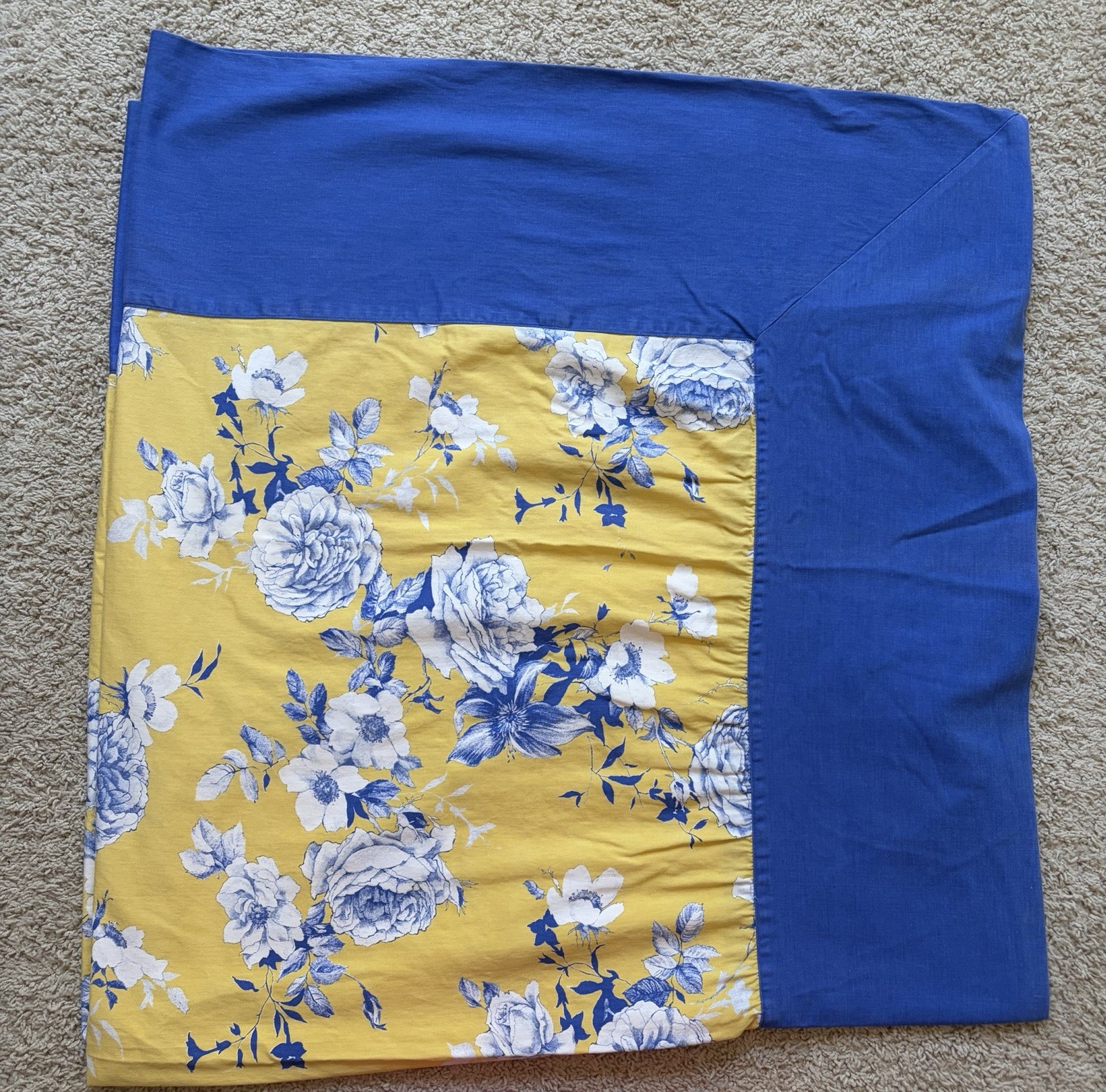 Williams-Sonoma 70x70 Square Floral Tablecloth Yellow Blue White | eBay