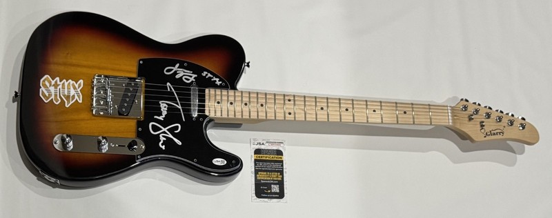 STYX SIGNED SUNBURST ELECTRIC GUITAR TOMMY SHAW JAMES YOUNG  JSA COA