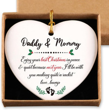 Pregnancy Announcement Christmas Ornament Daddy  Mommy Enjoy Your Last Christma