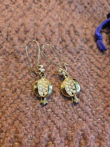 Authentic Vintage Boho Style Dangle Drop Leaf Earrings Women Pearl Pomegranate Gold Plated