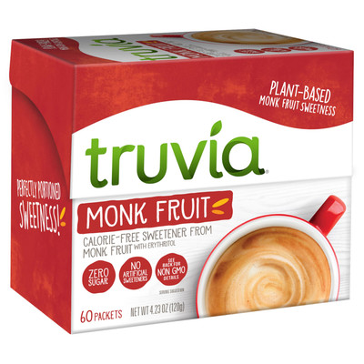 Truvia Monk Fruit Sweetener Zero Calorie Sugar Substitute 60 Packets
