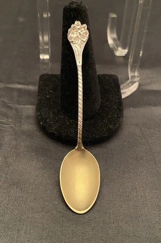 Vintage Gorham Sterling Demitasse Gold Wash Spoon M Mono 3-3/4” L