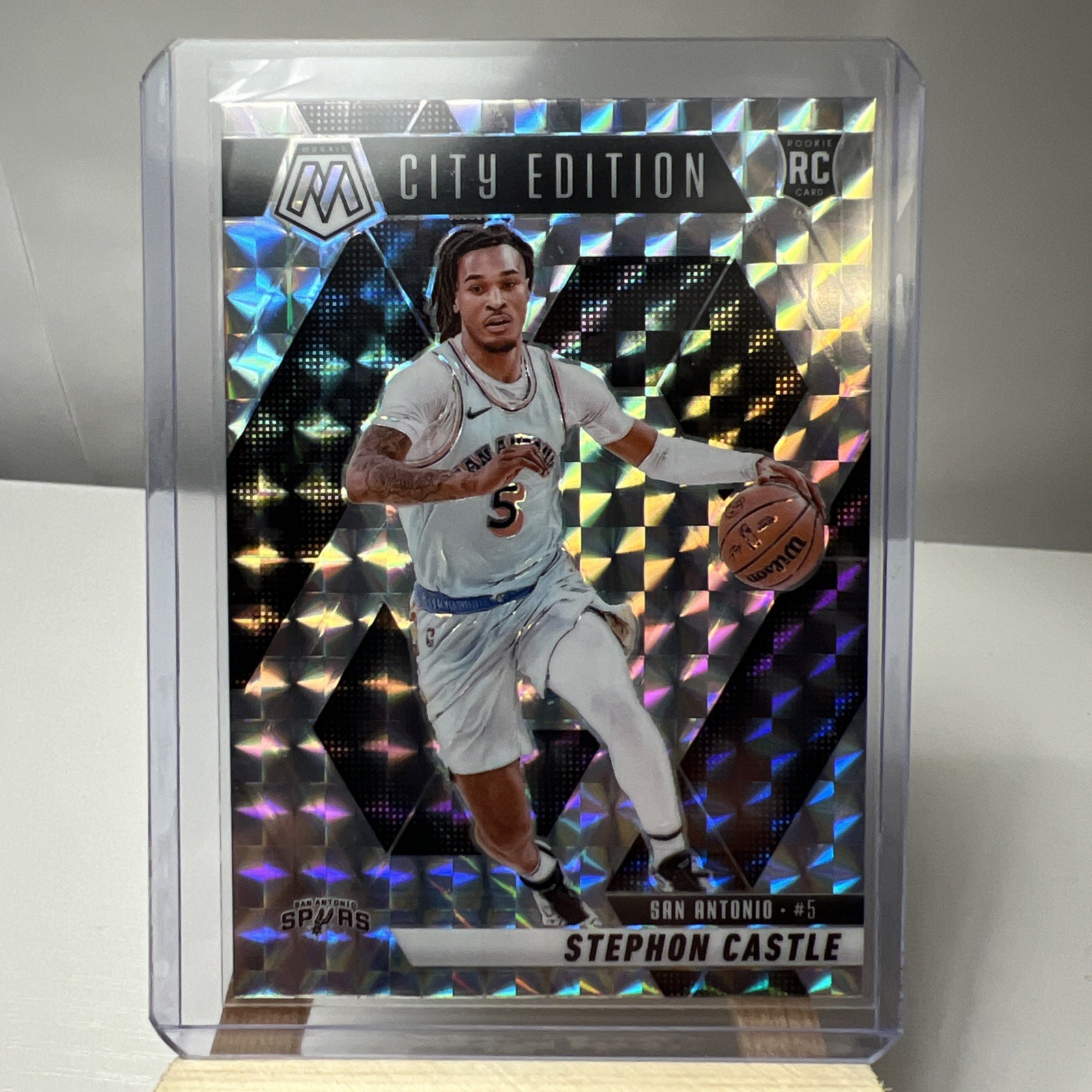 2024 Mosaic Stephon Castle City Edition #290 Prism RC San Antonio Spurs I