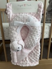 Huggable Friends Plush Blanket Set Pink Dog 30" x 40" Polyester Easy Care