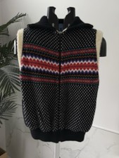 VTG 80s The Italian Mob Sherpa Lined Fair Isle Zip Up Sweater Vest Large