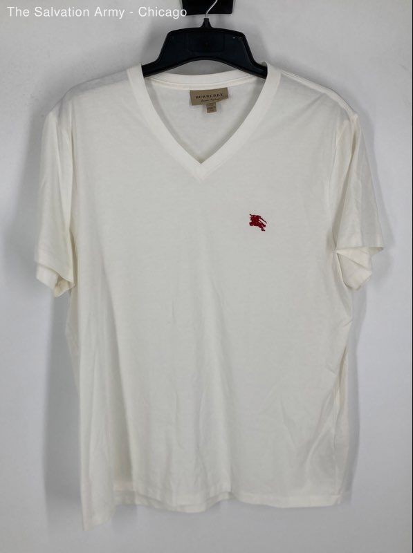Burberry Mens White Regular Fit Short Sleeve V-Neck Pullover T-Shirt Size XXL