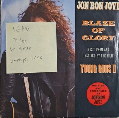 Jon Bon Jovi Blaze Of Glory Vinyl Record VG/VG JBJ 1 1990