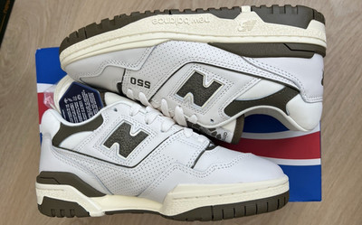 New Balance Aimé Leon Dore x 550 White/Olive Low Top Leather Sneaker BB550AD1