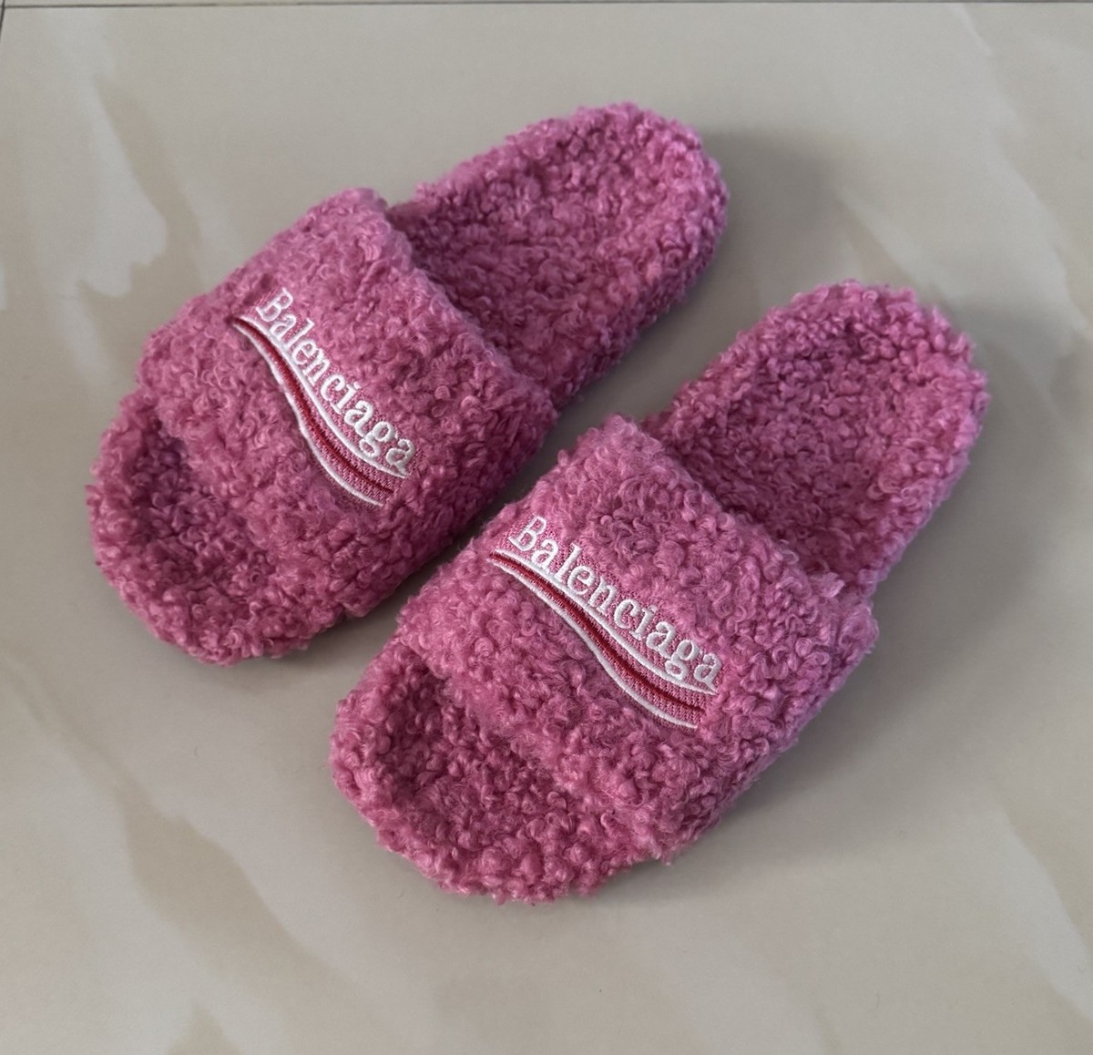 pink balenciaga slippers