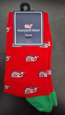 New Vineyard Vines Boys Christmas Whale Socks Santa Hat Red  Green One Size