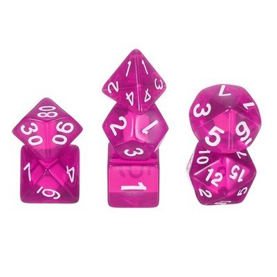 7-teiliges polyedrisches Würfelspiel für Rollenspiele, transparent rosa rot
