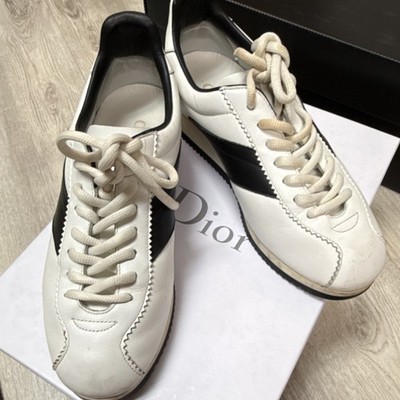 Dior Diorun Women White Black Leather Sneakers Bee Lace Up Low Top