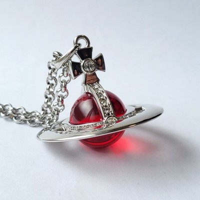 Vivienne Westwood｜ミディアムオーブネックレス レッド L Vivienne Westwood Necklace Medium Orb Silver x Red Top 6.5cm C