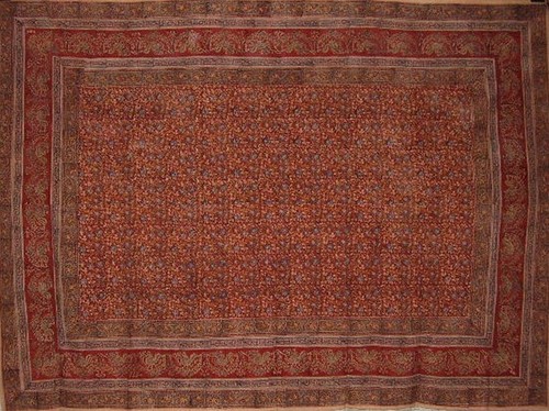 Tapiz de algodón con estampado de bloques de tinte vegetal 104" x 70" doble rojo - Imagen 2 de 2