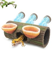2 in 1 Magnetic Crested Gecko Hide, Reptile Hideout  Water Dish Wood color