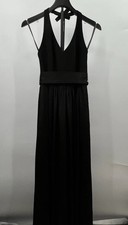 White by Vera Wang Black Halter Maxi Dress Formal Evening Gown 0