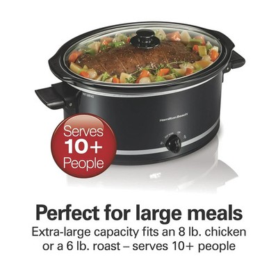8 Qt Slow Cooker, Stoneware Crock with Removable Pot, Black Extra-Large Capacity