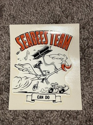 VTG ORIG. 1968 ED ROTH SEABEES TEAM CAN DO U.S. NAVY WATER DECAL 