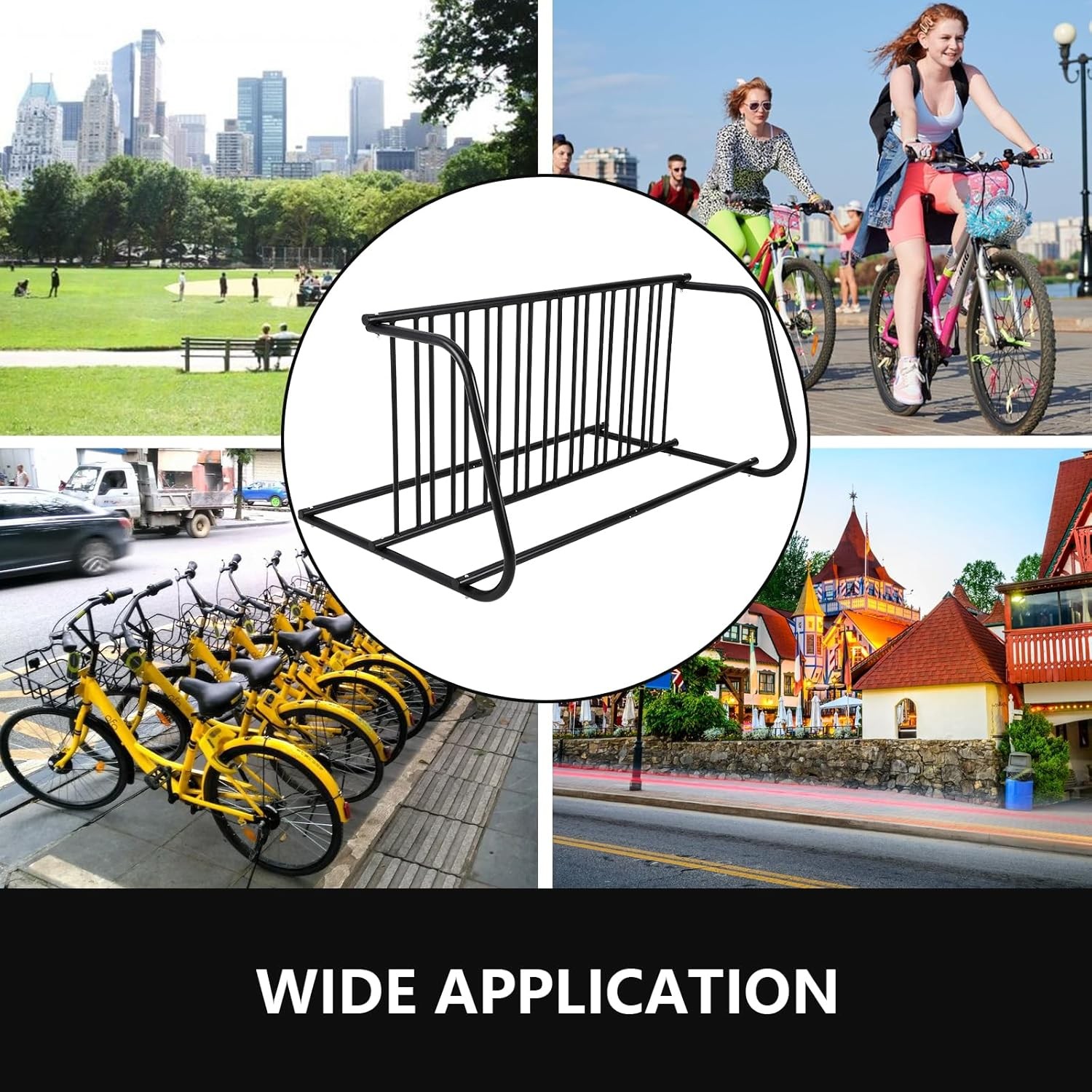 10-Bike Floor Rack Heavy-Duty Steel Tube Rack Bicycle Storage Organizer Stand